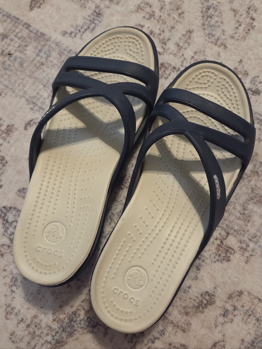 Crocs Patricia Navy Wedge Heel Sandals